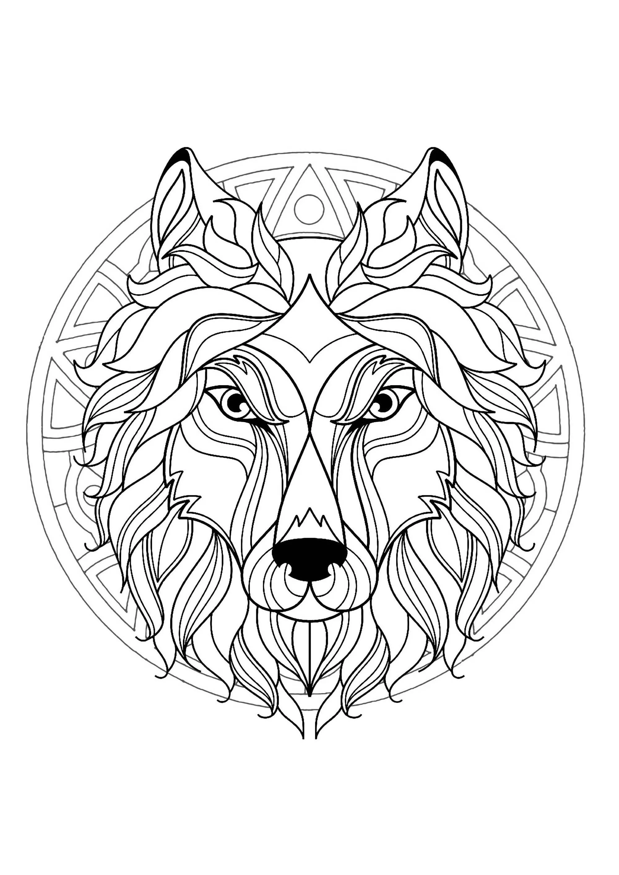 Mandala cabeza de lobo - 3 (Animales)
