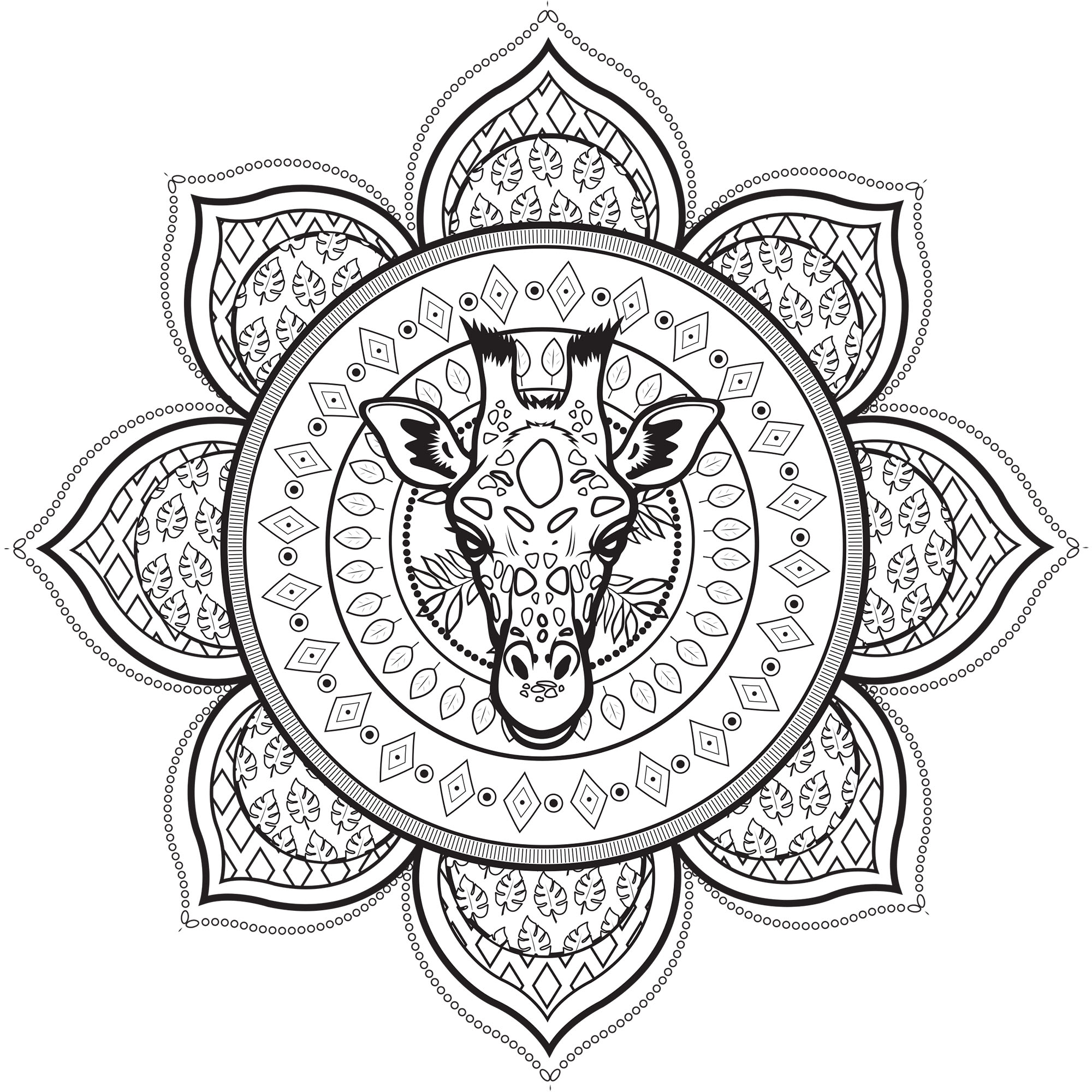 Mandala Jirafa (Animales)