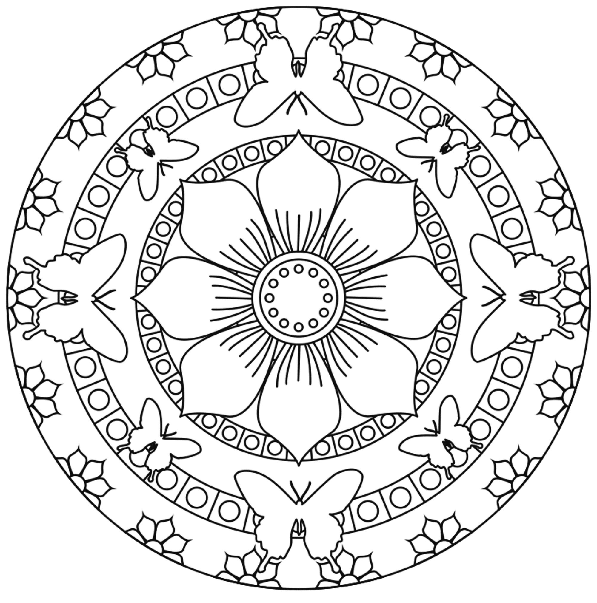 Mandala mariposa fácil (Animales)
