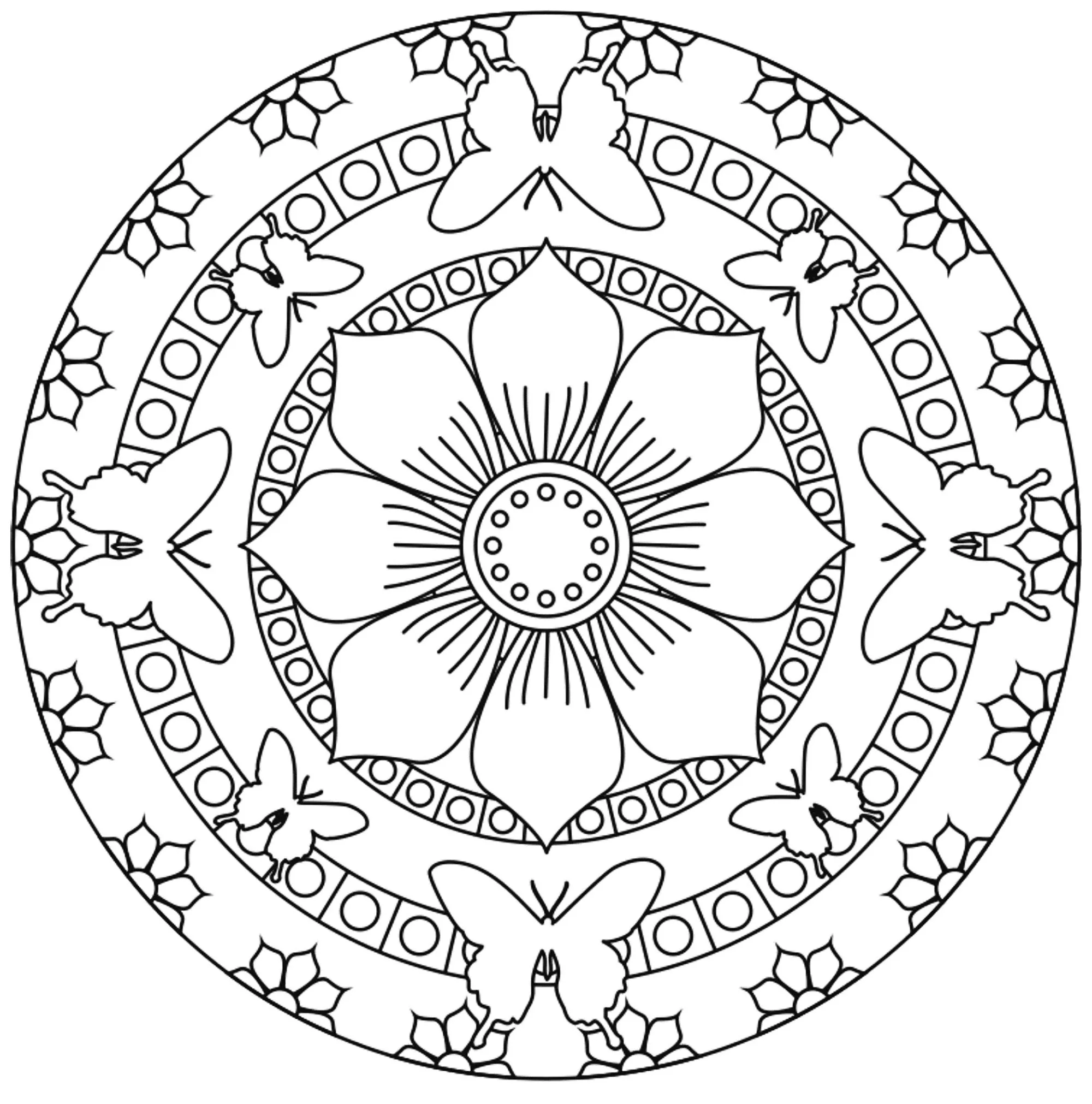 Mandala mariposa fácil (Animales)