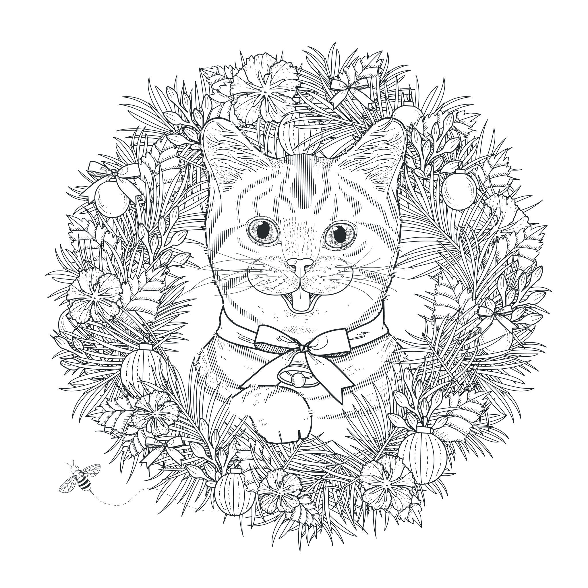 Mandala con cabeza de gato (Animales)