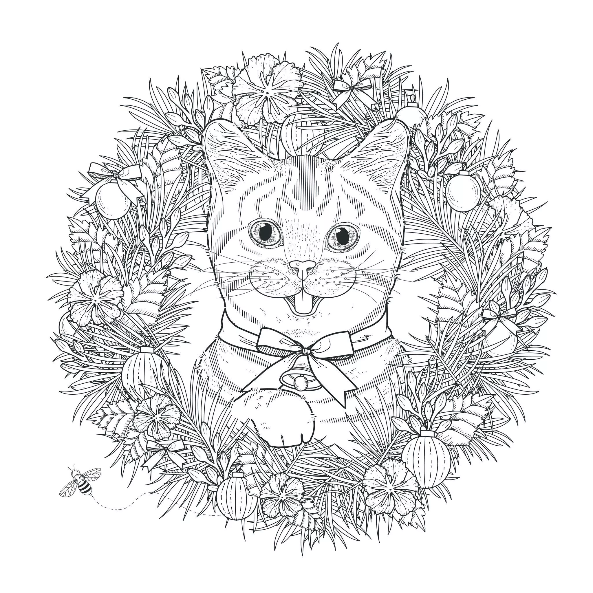 Mandala con cabeza de gato (Animales)