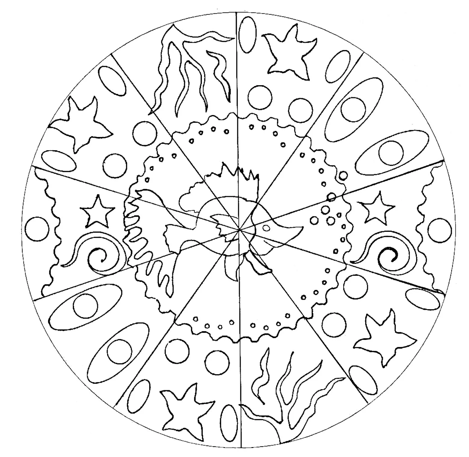 Mandala sencillo de peces (Animales)