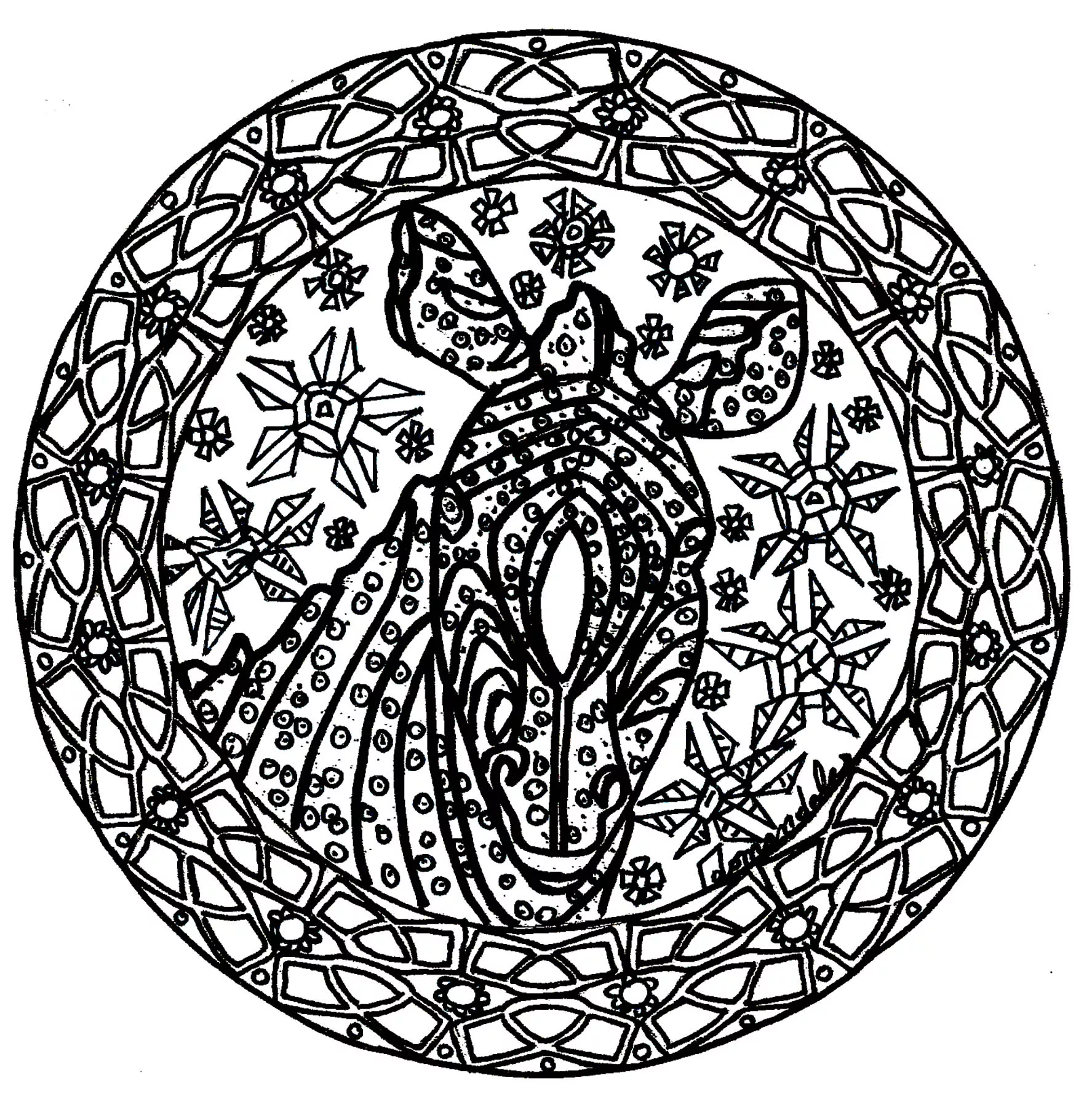 Mandala cebra complejo (Animales)