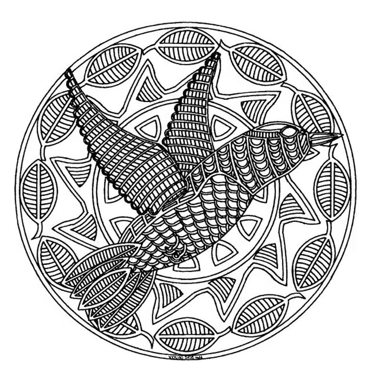 Mandala del pájaro que ríe (Animales)