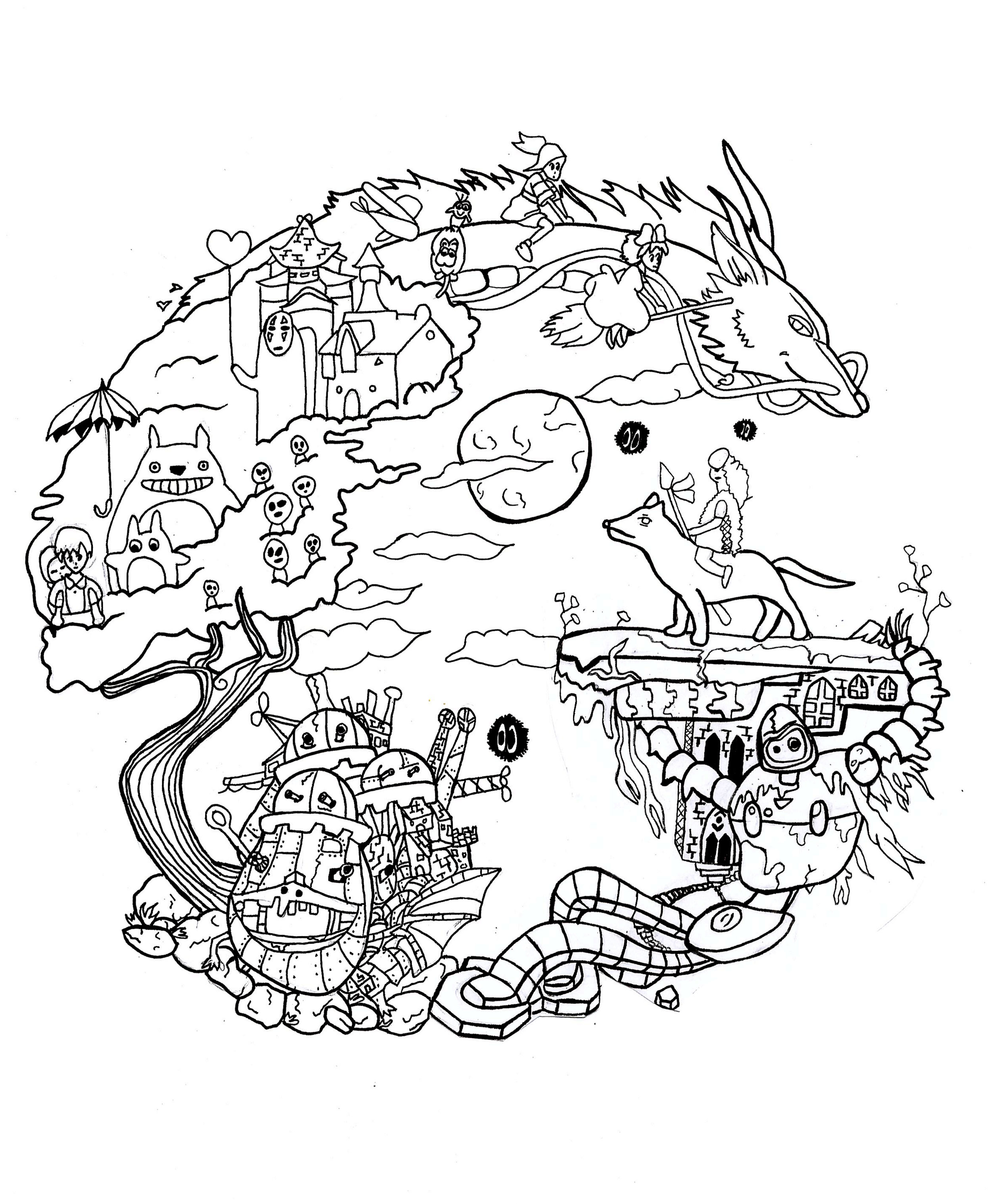 Animales : Mandala dragón, lobo y criaturas Animales : Mandala dragón, lobo y criaturas