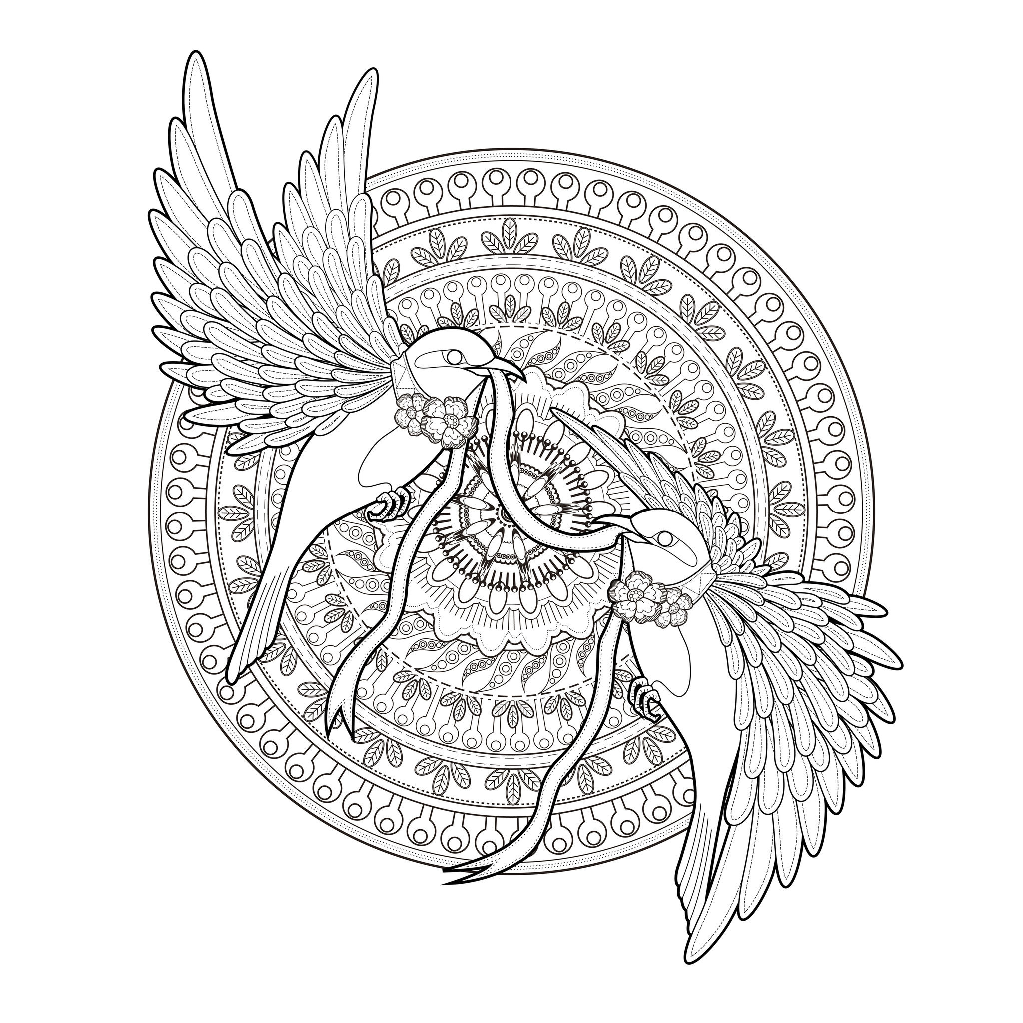 Mandala golondrinas de primavera (Animales)