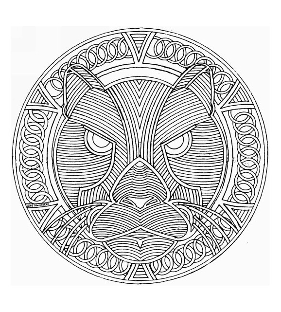 Mandala con cabeza de gato (Animales)