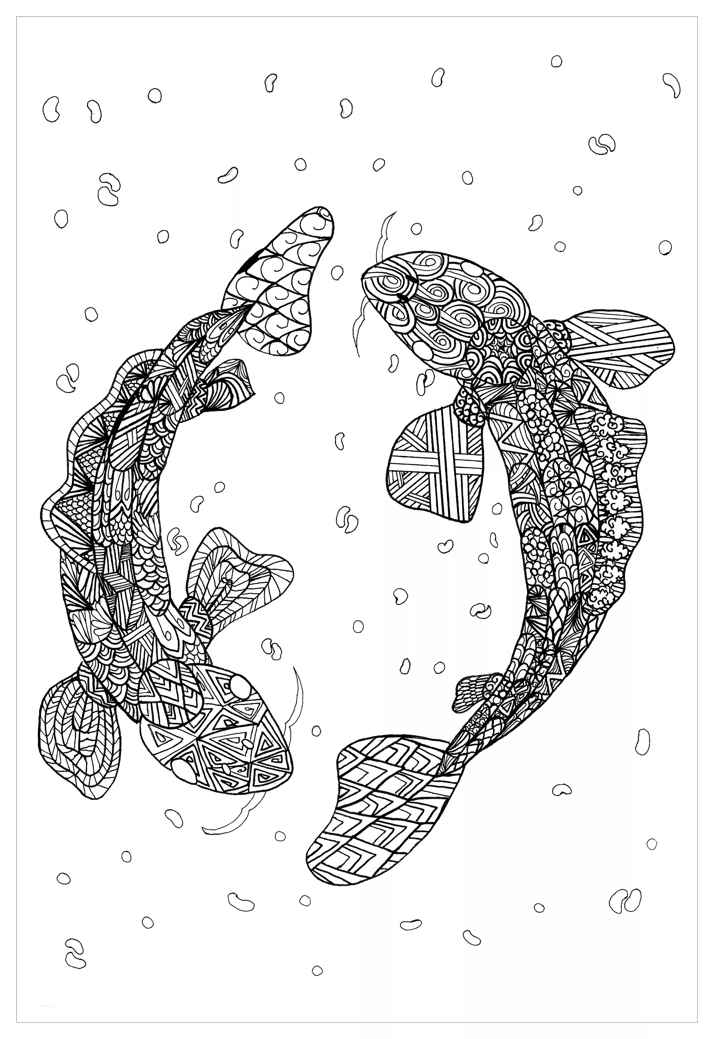 Mandala carpes simple (Animales)