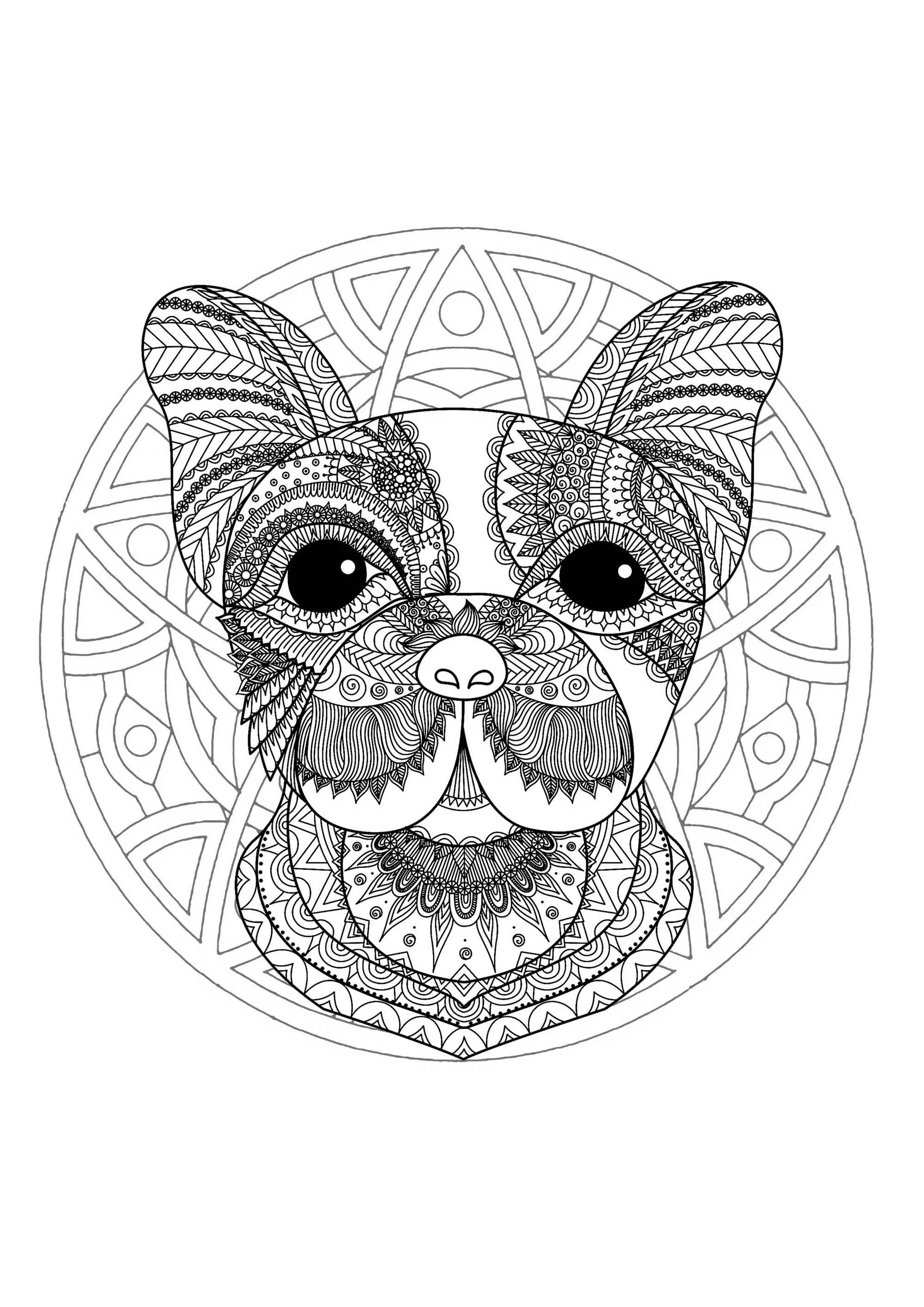 Mandala cabeza de perro - 1 (Animales)