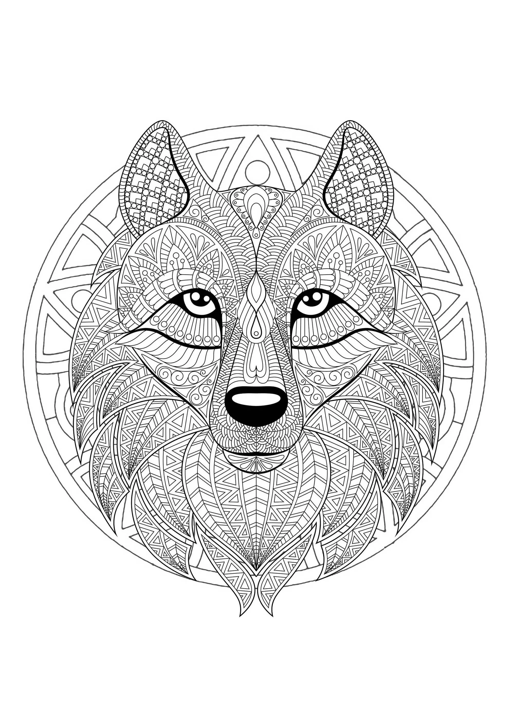 Mandala cabeza de lobo - 2 (Animales)