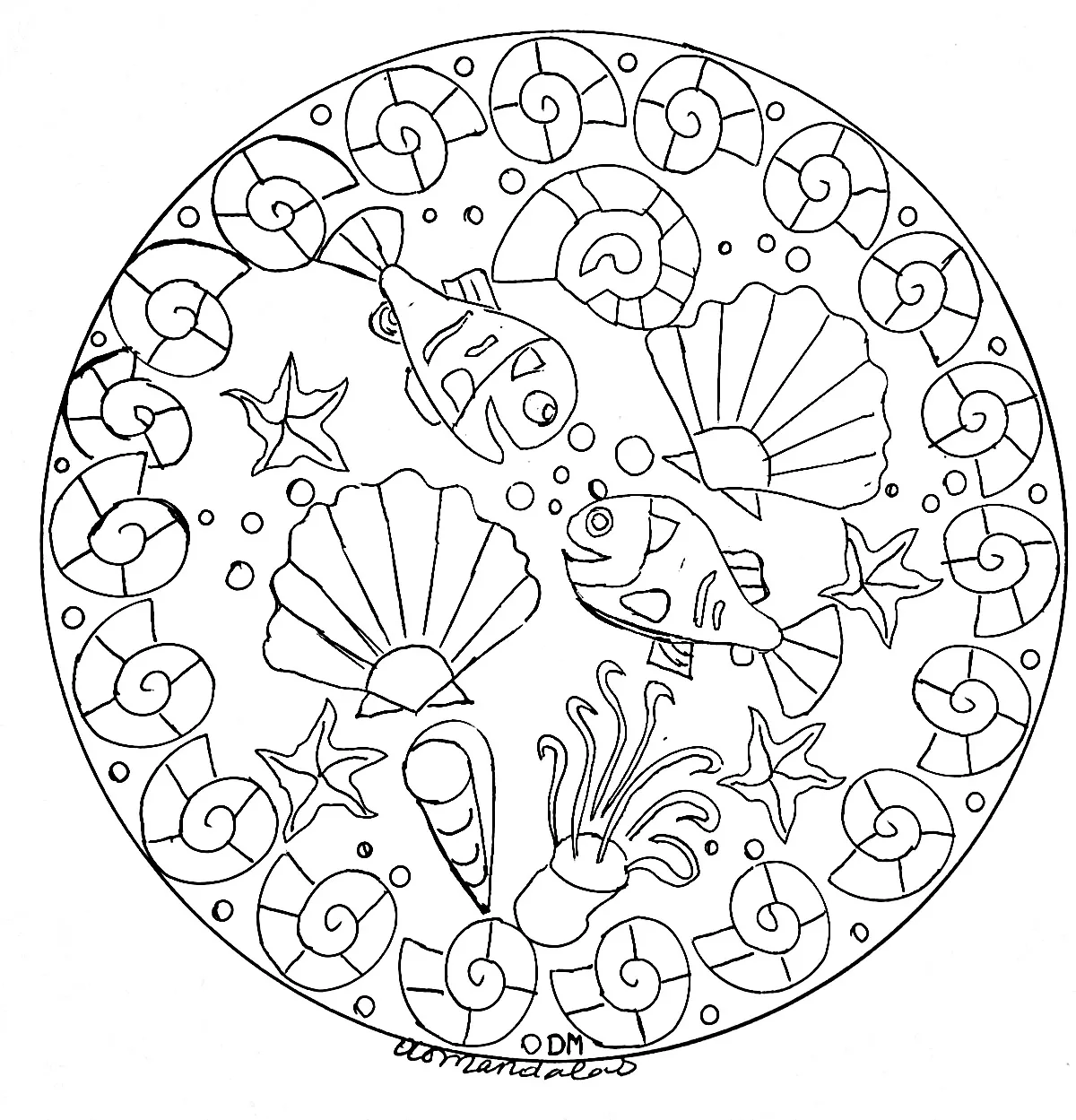 Mandala mariscos y crustáceos (Animales)