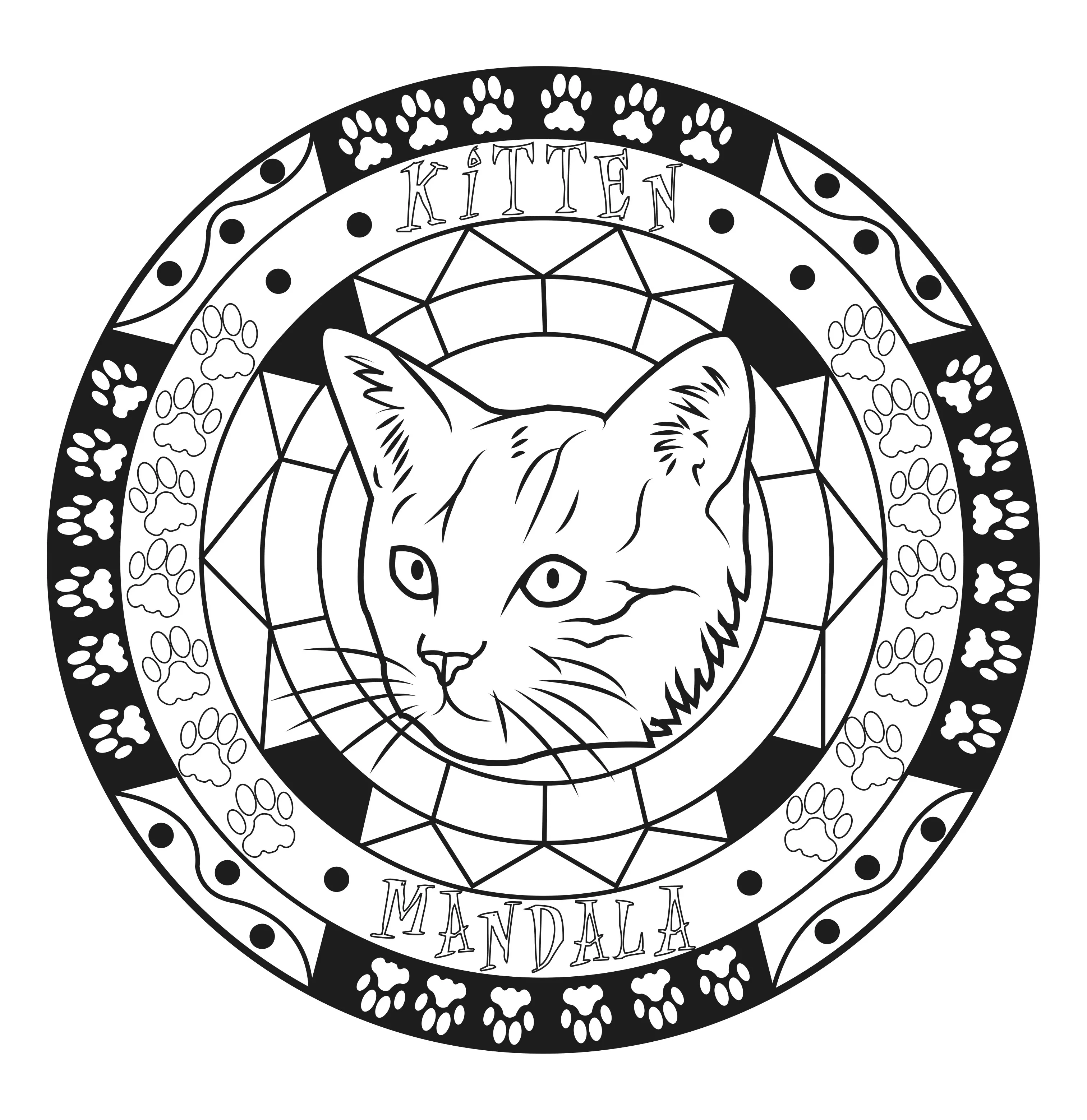 Mandala pequeño con cabeza de gato (Animales)