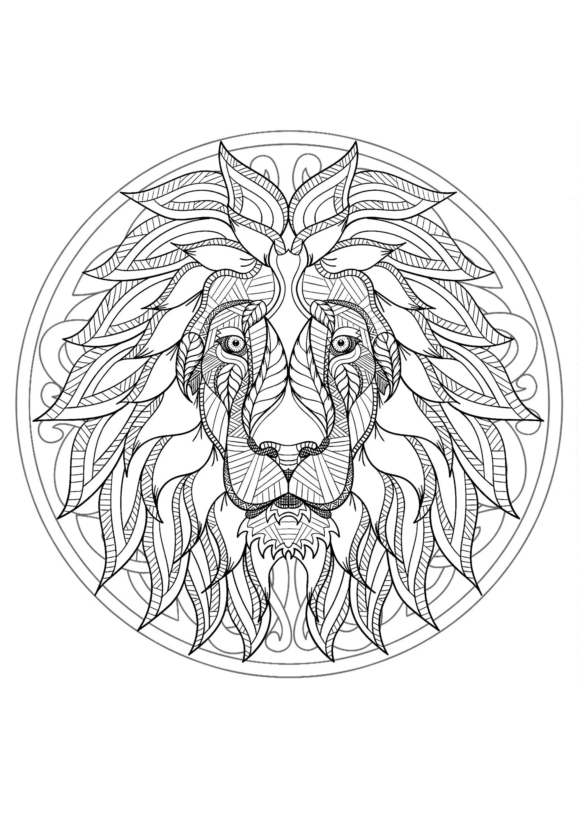 Mandala cabeza de león - 1 (Animales)
