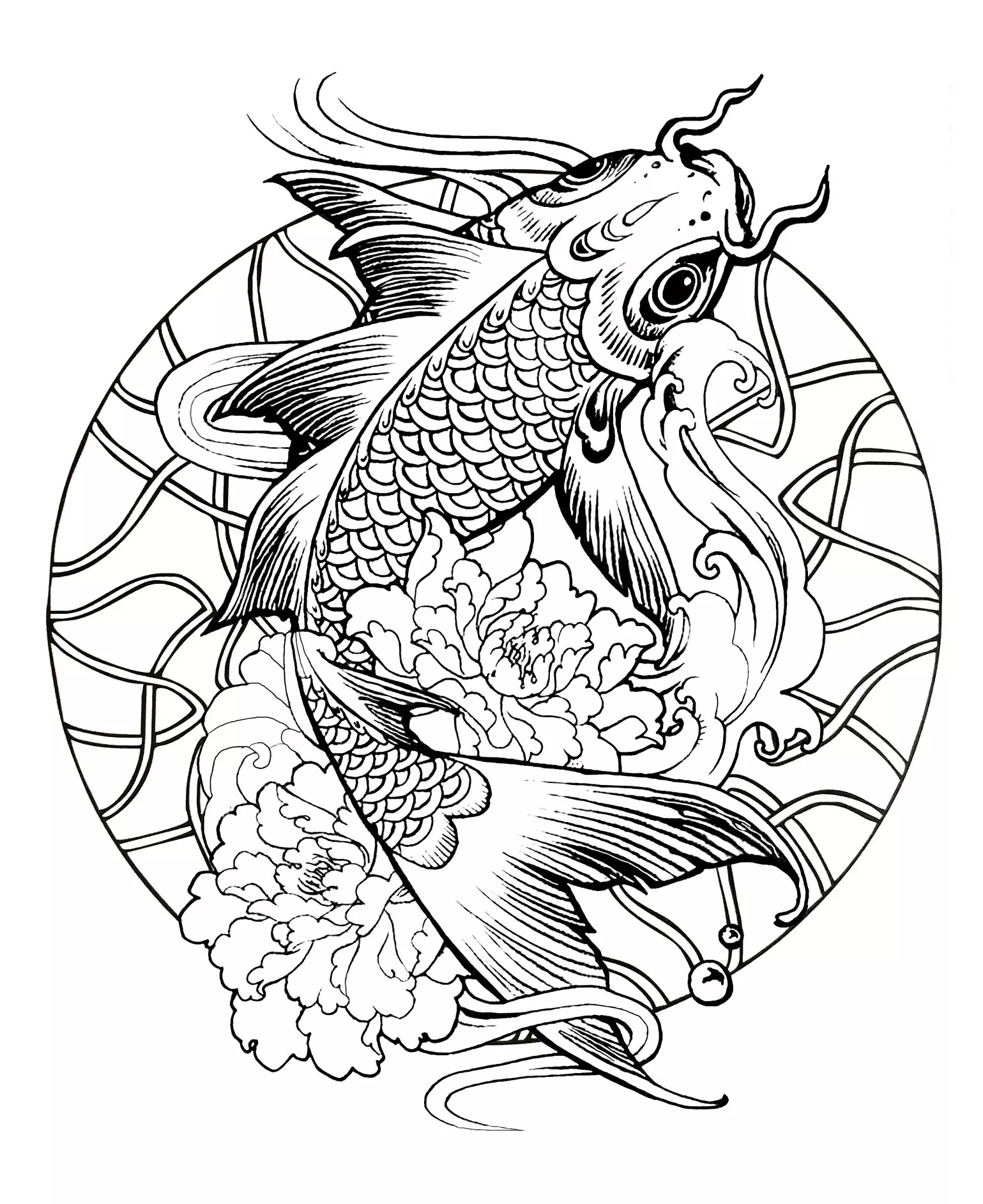Mandala de la carpa nadadora (Animales)