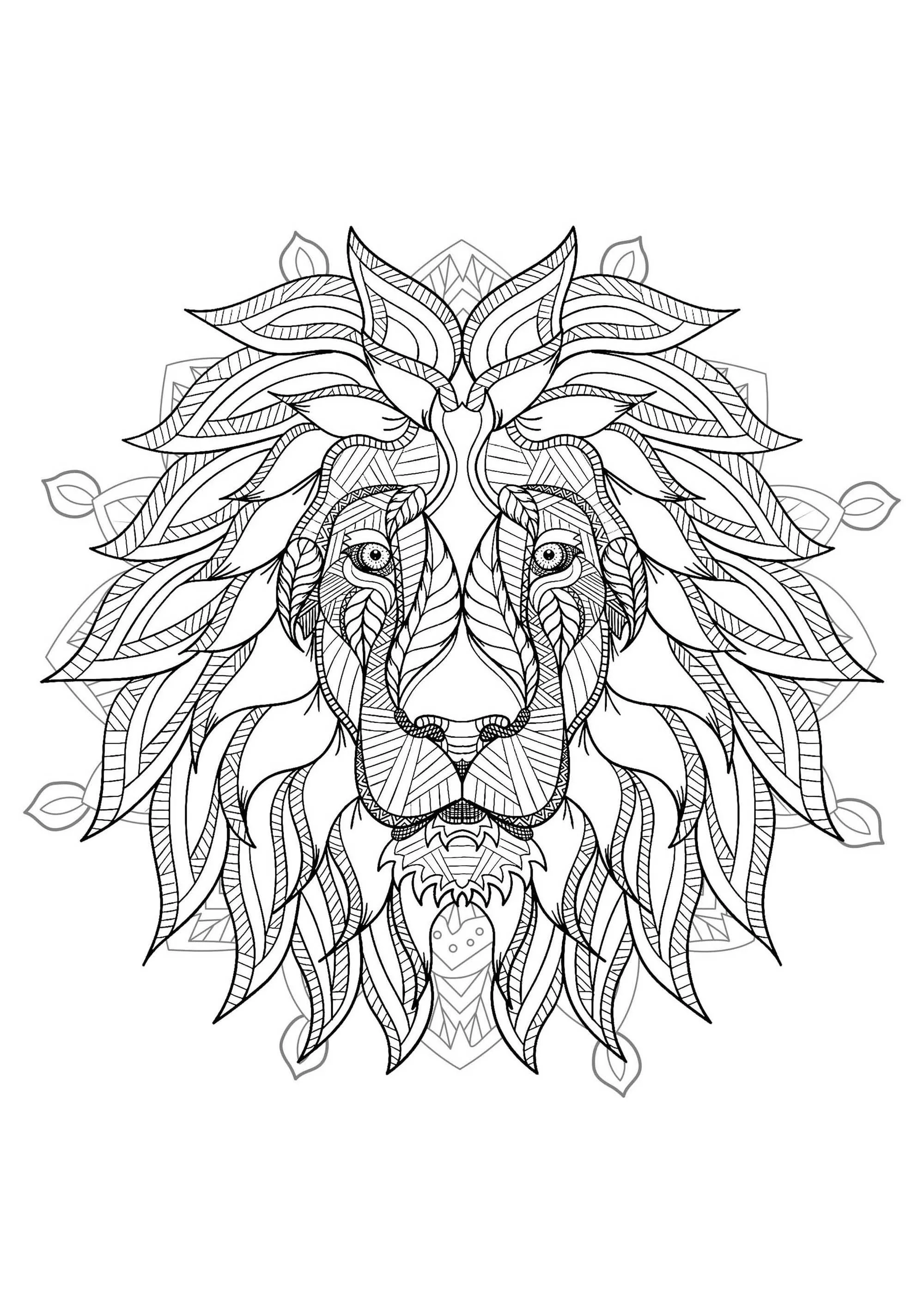 Mandala cabeza de león - 2 (Animales)
