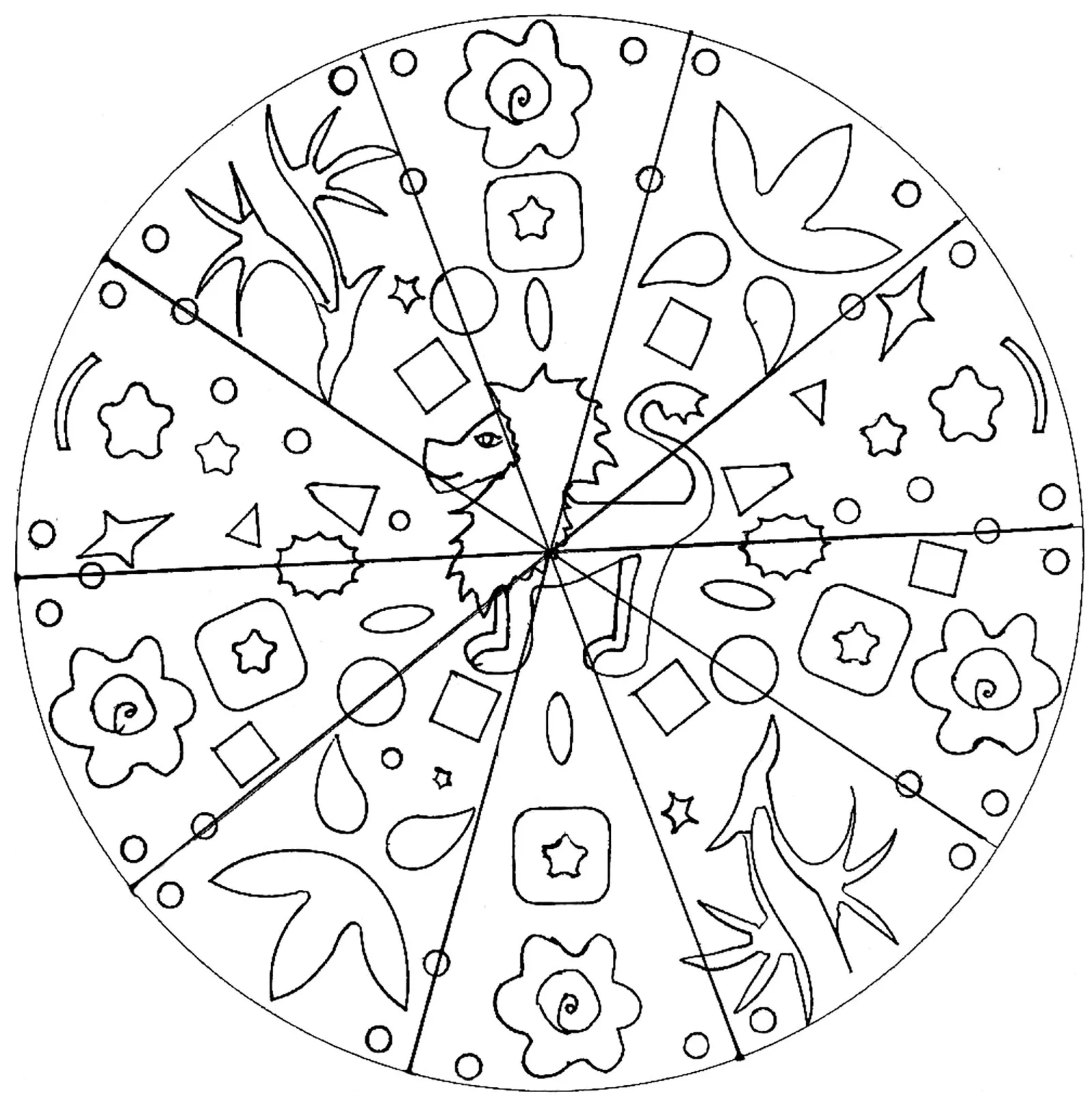 Mandala joli león (Animales)