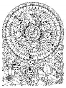 Mandala de insectos y flores (Animales)