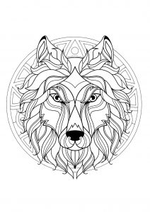 Mandala cabeza de lobo - 3 (Animales)