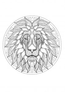 Mandala cabeza de león - 3 (Animales)