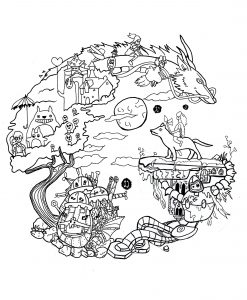 Mandala Dragón, Lobo Y Criaturas