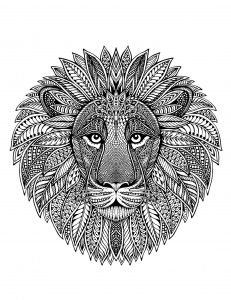 Mandala con cabeza de león (Animales)