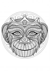 Mandala cabeza de mono - 1 (Animales)