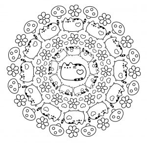 Mandala chat et pusheen