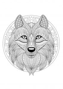 Mandala cabeza de lobo - 2 (Animales)