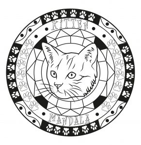 Mandala pequeño con cabeza de gato