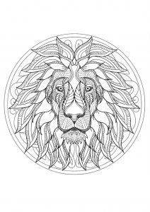 Mandala cabeza de león - 1 (Animales)