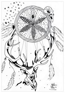 Mandala ciervo y atrapasueños (Animales)