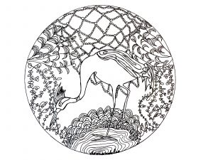 Mandala simple de la garza (Animales)
