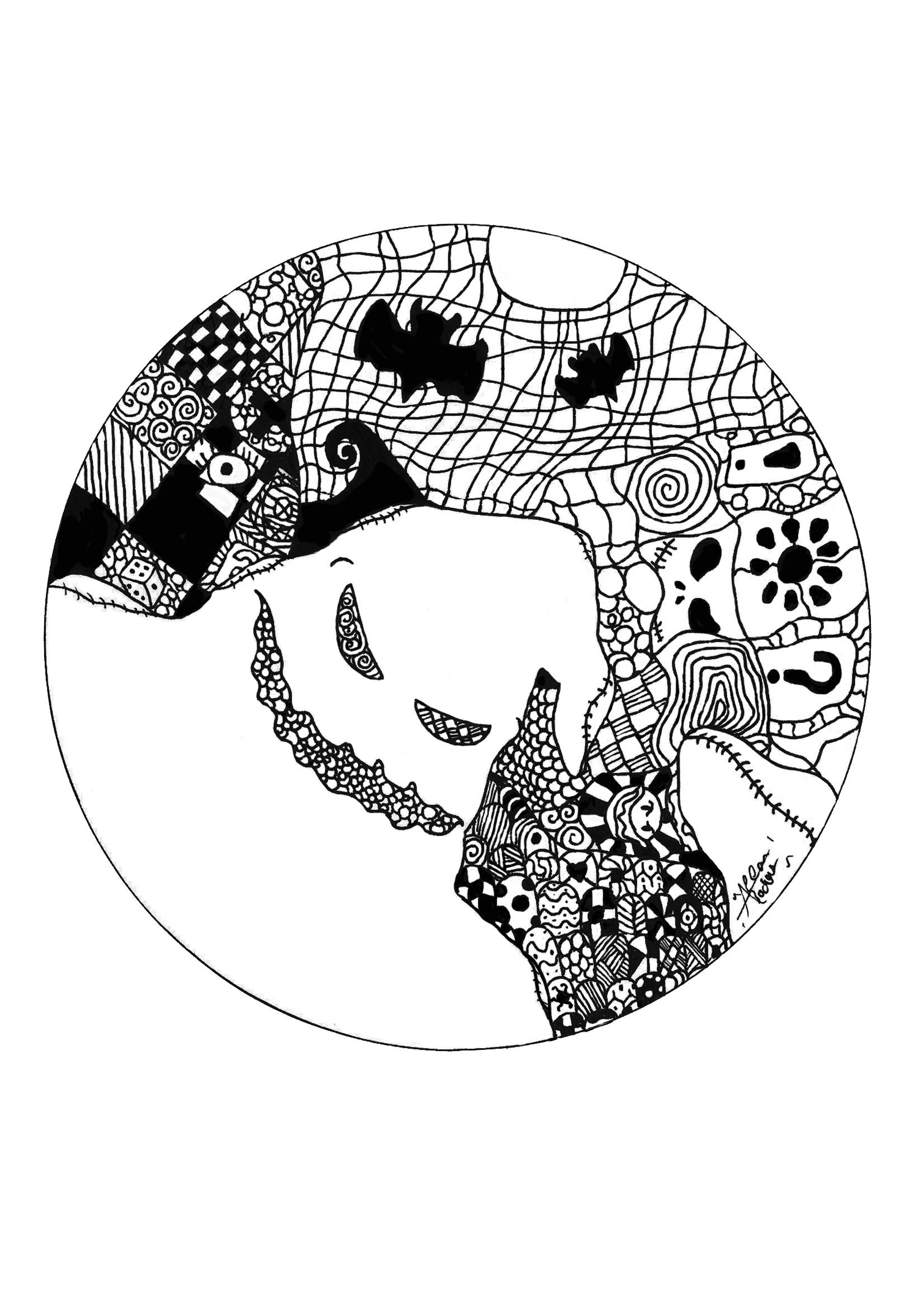 Coloriage mandala fantome-par-allan (Personajes)