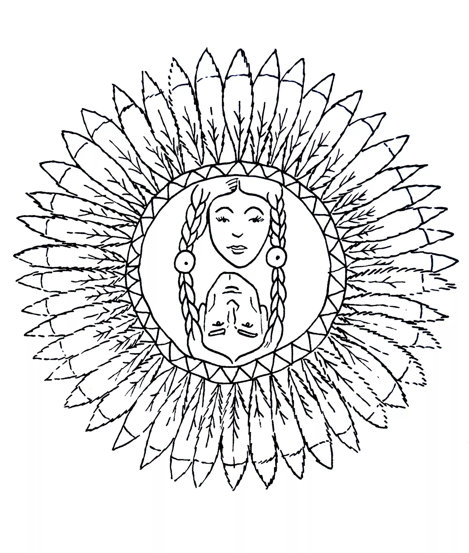 Mandala-colorear-caracteres-indios (Personajes)