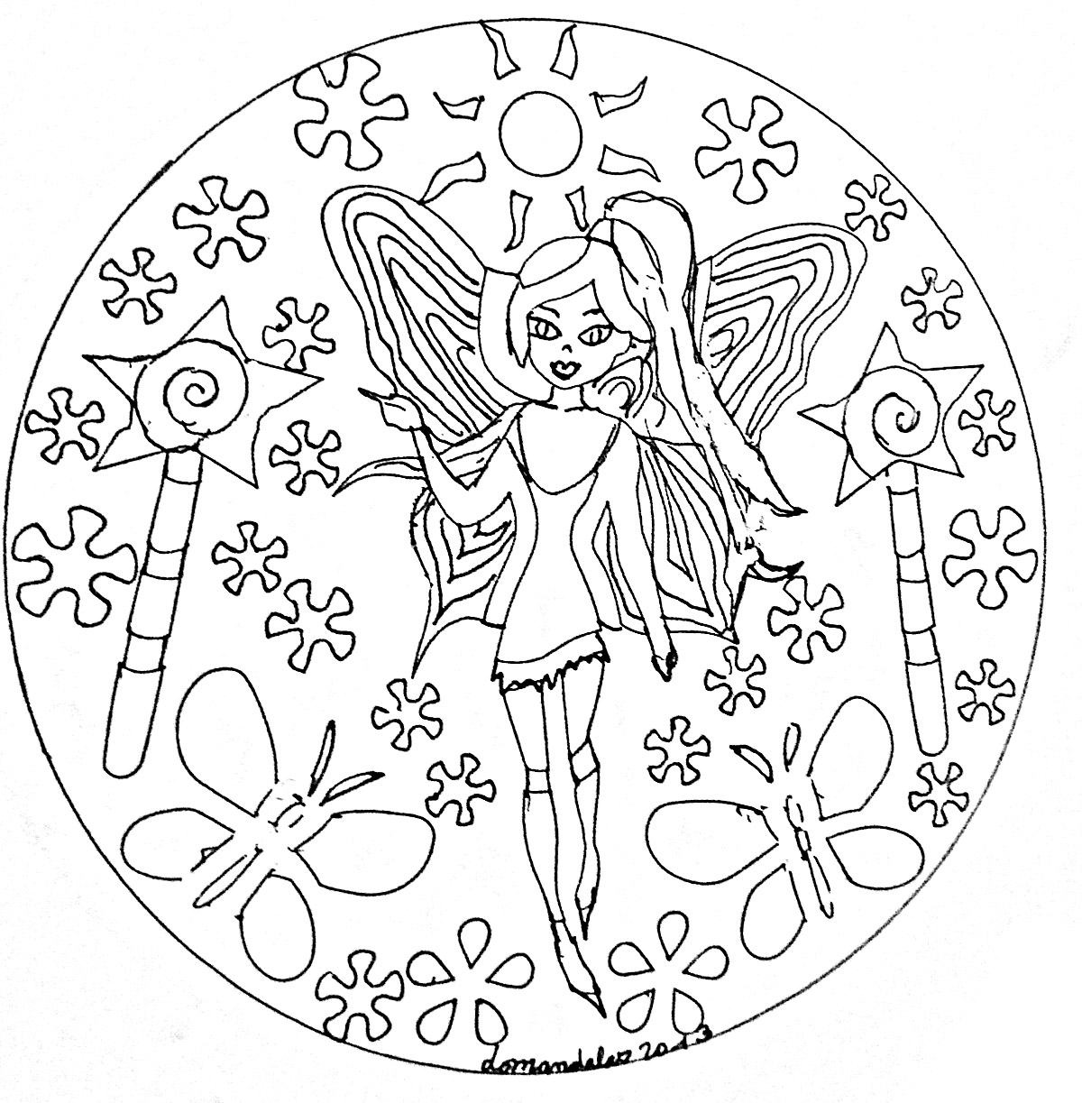 Personajes : Mandala-a-imprimer-fee Personajes : Mandala-a-imprimer-fee