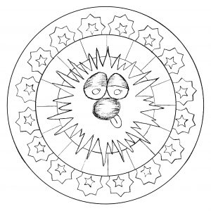 Divertido personaje en medio de un mandala. ¡Un dibujo creado exclusivamente para el sitio! ()