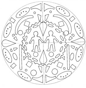 Hombre y mujer en un mandala muy original (Personajes)