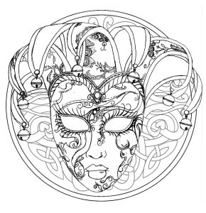 Una máscara de Carnaval veneciano integrada en un mandala (Personajes)