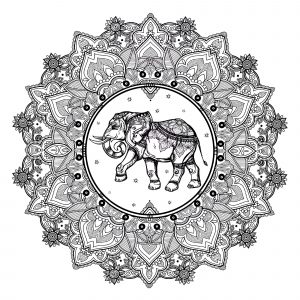 Mandala elefante estilo indio