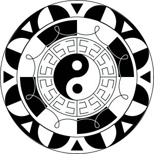 El símbolo del Yin y el Yang en un sencillo mandala