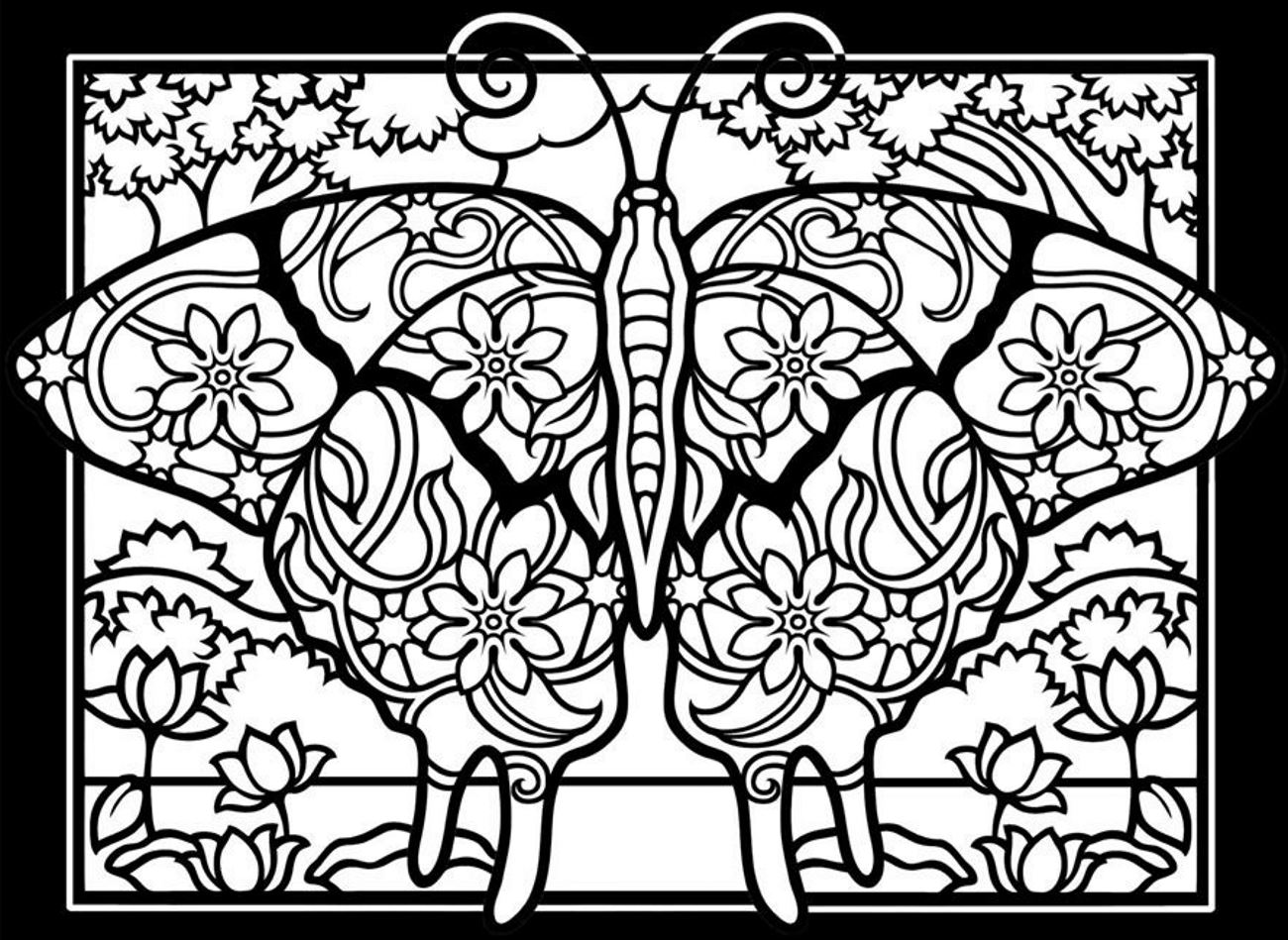 Colorear-adulto-dificil-mariposa-negra (¡Descubre nuestros Mandalas gratis!)