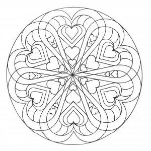 Mandala Un Color Corazones