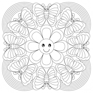 Mandala Gratis Para Colorear Mariposas Y Florecillas