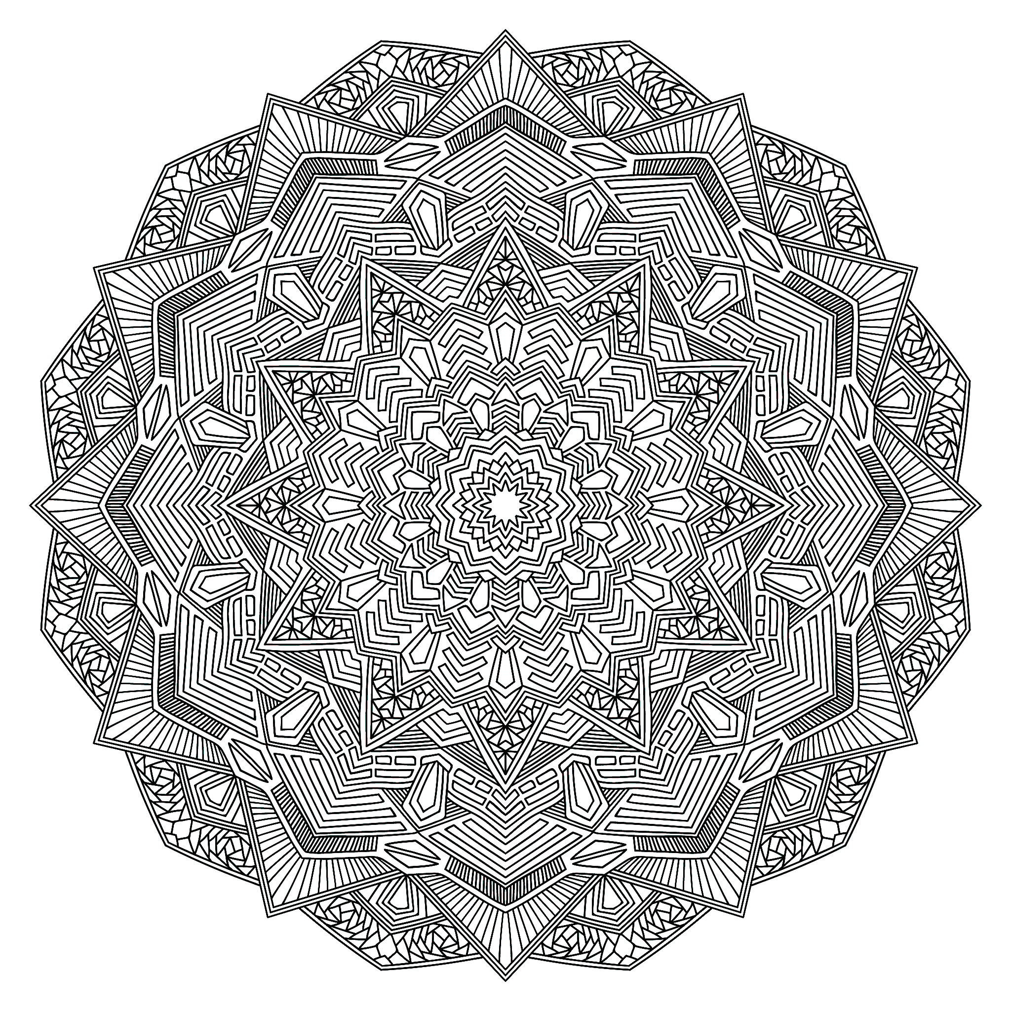 Relájese durante unos minutos con este magnífico mandala compuesto por formas muy simétricas, geométricas y armoniosas.