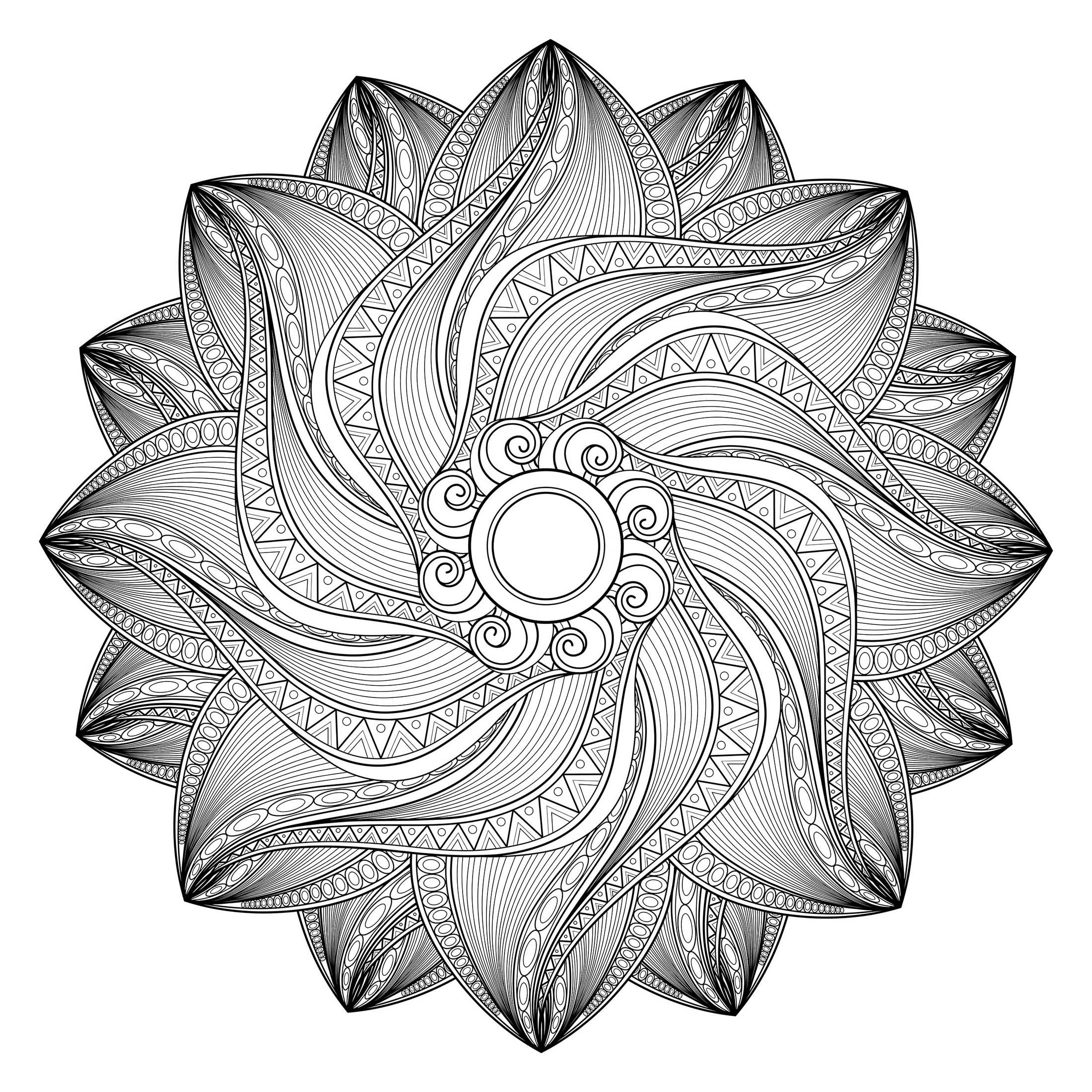 Deja que tu intuición elija los mejores colores para dar vida a esta preciosa página para colorear de Mandala. Si prefieres lo abstracto a lo real, esto será perfecto para ti.