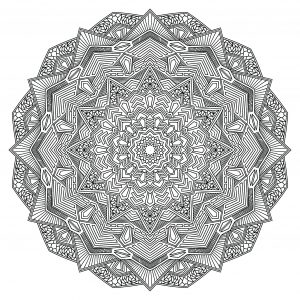 Relájese durante unos minutos con este magnífico mandala compuesto por formas muy simétricas, geométricas y armoniosas (Patrones geométricos)