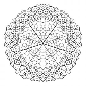 Si buscas relajarte gracias a los poderes de los mandalas, seguro que éste te va a gustar. De ti depende encontrar los colores que mejor se adapten (Patrones geométricos)