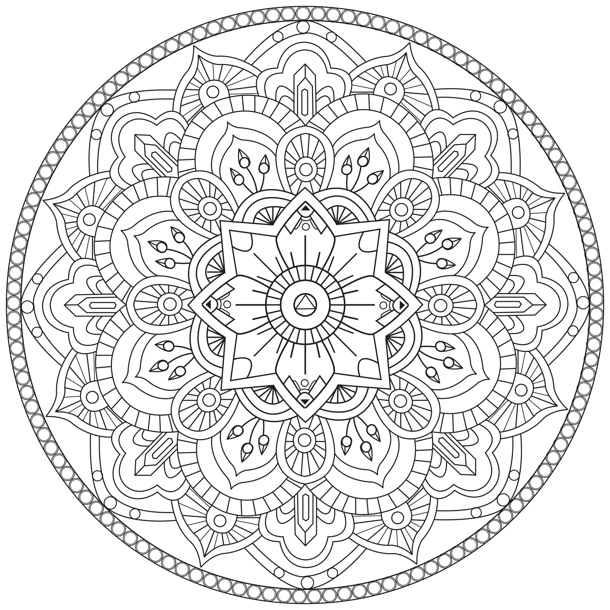 Mandala sencillo sobre el tema de las flores (Flores y vegetación)