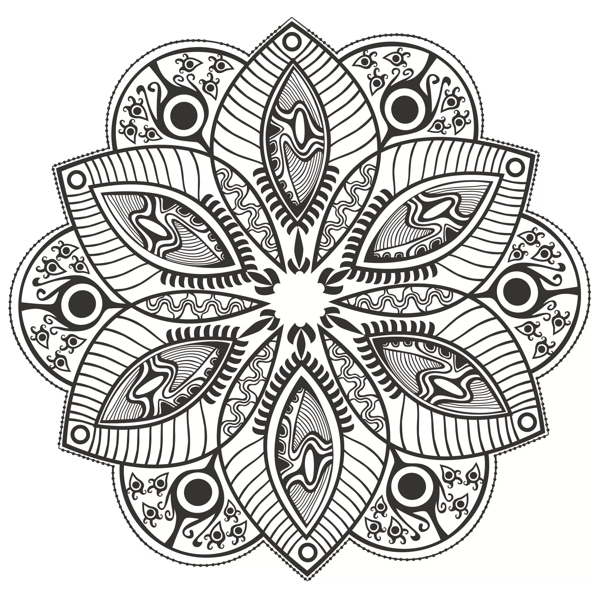 Mandala floral de bonito diseño (Flores y vegetación)